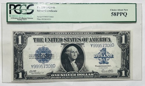 1923 $1 Silver Certificate PCGS 58 PPQ