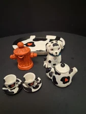 Vintage 1995 Youngs Inc. Miniature Tea Set Resin Dalmatian