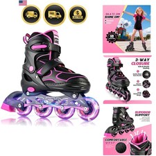 Inline Skates for Kids Girls Boys Ages 5-8 8-12 4-6 6-12 with Light Up Wheels...