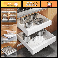 Expandable Pull Out Cabinet Organizer 2-Pack, 21" Deep, Adjustable Width 12.05"-