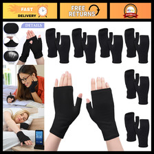 6 Pairs Moisturizing Fingerless Eczema Gloves for Adults - Black, Soft Comfort