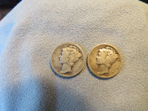 2 1931  Mercury Dimes. Fine