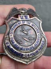 rare 1930 Obsolete Department Interior Fish Game wildlife warden forestry Badge
