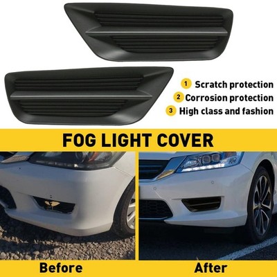 FRONT BUMPER FOG LIGHT LAMP HOLE COVER SET FOR 2013-2015 HONDA ACCORD SEDAN EAW