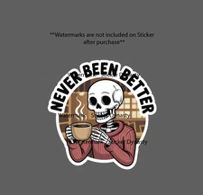 Coffee Skeleton Sticker Quote Funny Life Bones Waterproof Decal Gift NEW