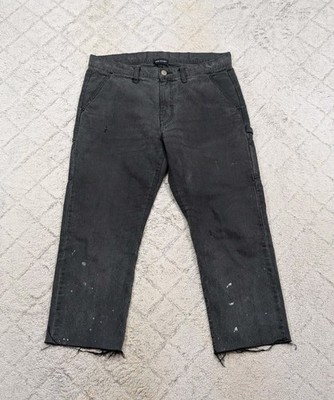 John Elliott Pants Mens 3 Black Work Cotton Canvas Utility Paint Crop Trouser