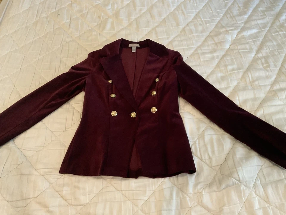 BLAZER TERCIOPELO TRITURADO COLOR VINO Talla Pequeña Foto 3 de 4