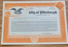 1919 City Of Pittsburgh Bond Center Avenue Bridge Bond Pennsylvania Specimen