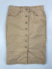 DG2 Diane Gilman Woman's S Button Down Khaki Denim Skirt