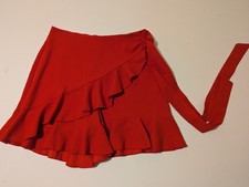 ?? Missguided Red Ruffle Tie Side Mini Skirt UK 8 Tiered Frill Hem Party ??