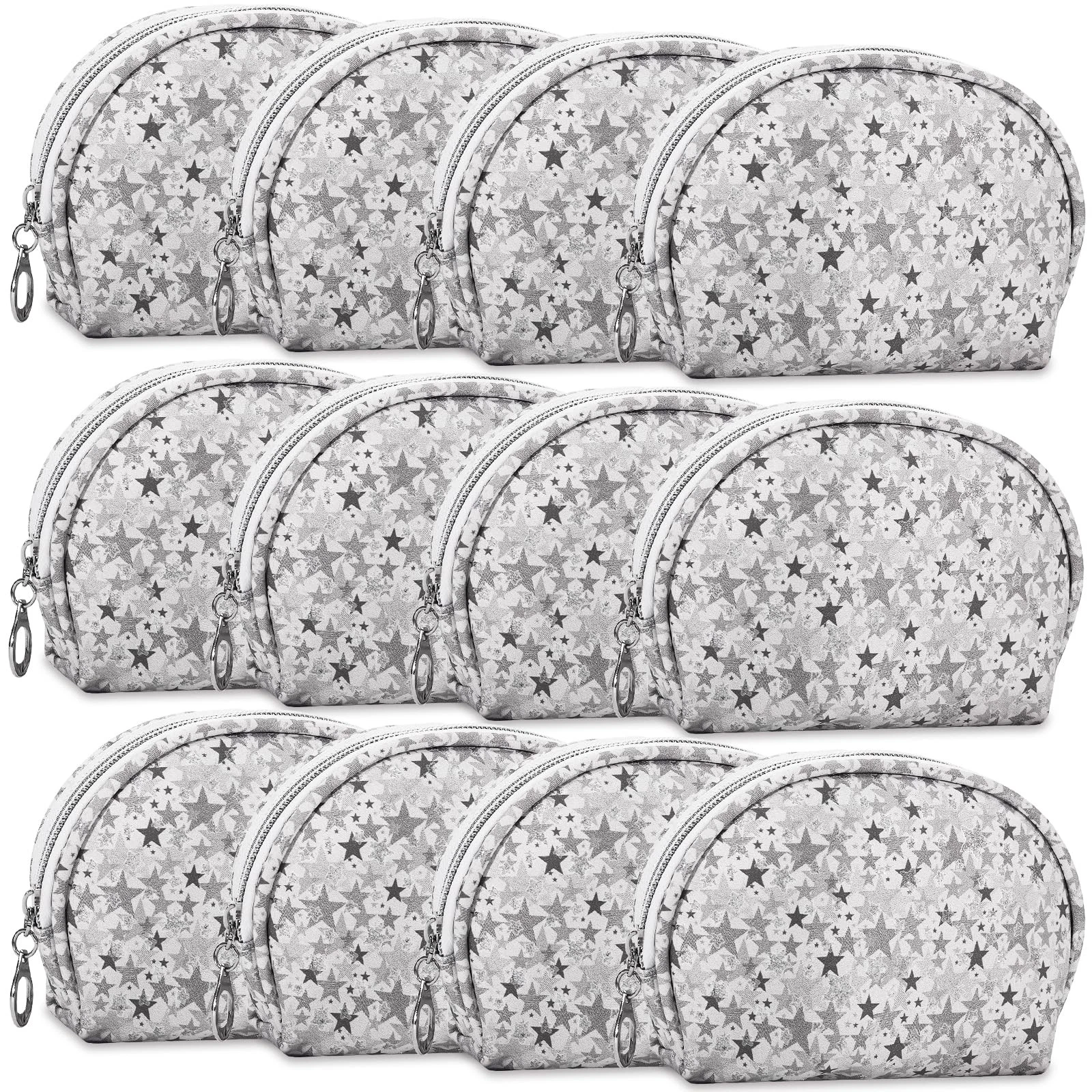 12 Pcs Small Cosmetic Bags Waterproof Mini Makeup Pouch Zipper Travel Grey