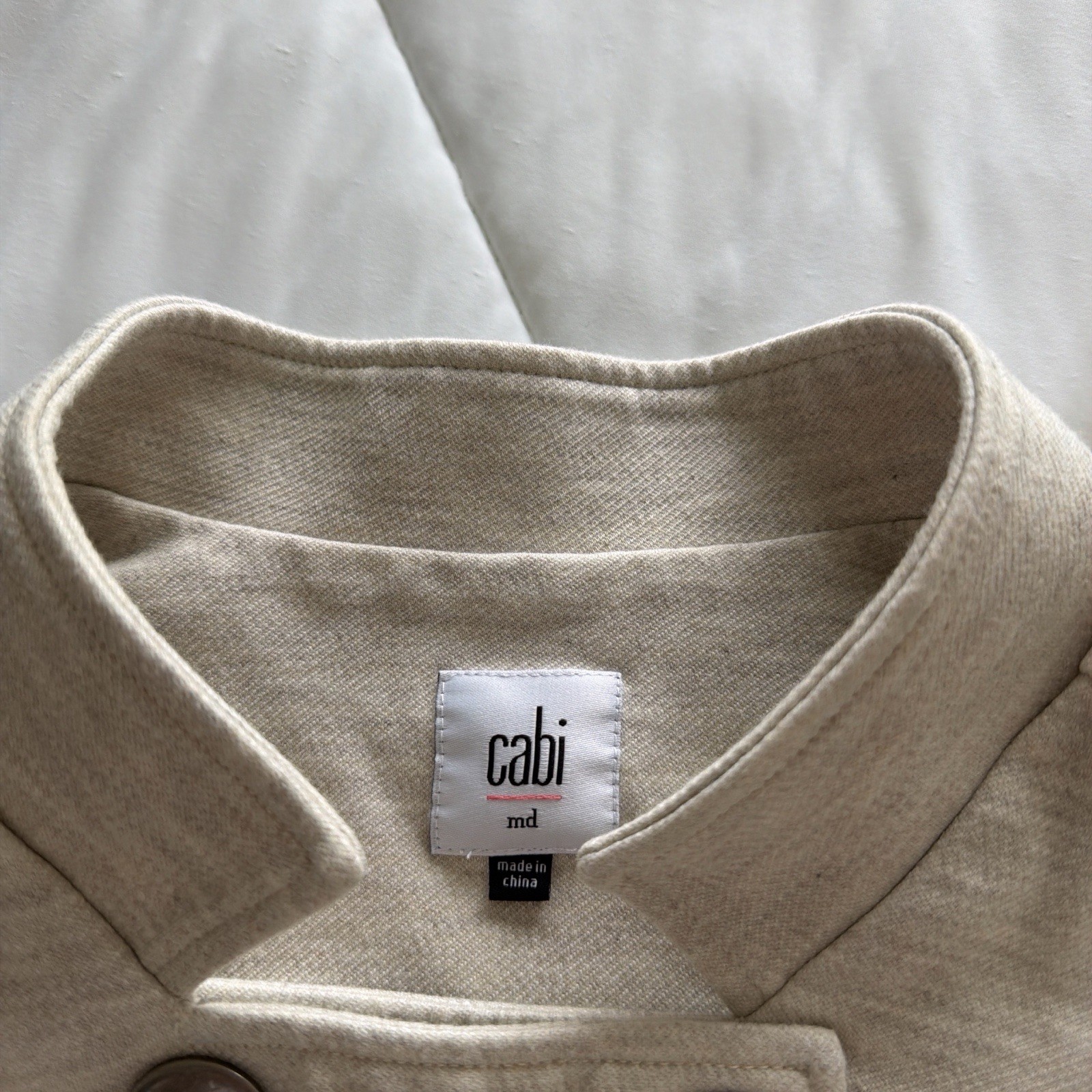 CAbi Beige Button Front Jacket Pockets Short Soli… - image 7