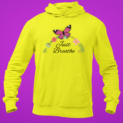 Just Breathe Butterfly Hoodie Positive Vibes Entspannung Inspirierend Geschenk