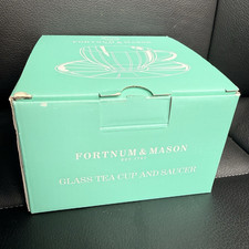 Fortnum & Mason Clear Ribbed Glass Tea Cup & Saucer Set, 2-Piece, 1 Place
