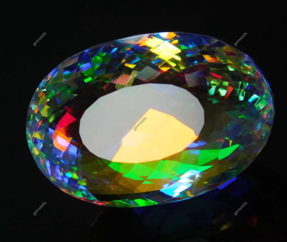 Oval Cut CERTIFIED 130 Carat A++ Rainbow Mystic Quartz Loose Gemstone - Image 3 of 4