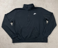 Nike Sweatshirt Womens L Black Sportswear Club Fleece 1/4 Zip Pullover DQ5838
