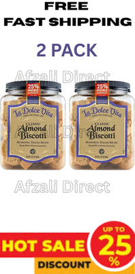 2 Pack - La Dolce Vita Classic Almond Biscotti, Premium Natural Ingredient,34 oz