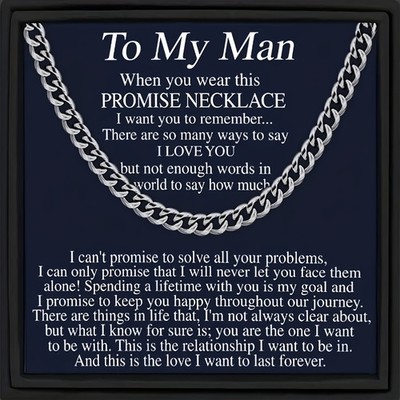 Trendy Men's Cuban Chain Necklace Gift Set with Card & Box for Him