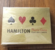 Vintage Hamilton  Plastic Coated Playing Cards Two Decks In Box Sealed *