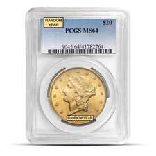 $20 Liberty Double Eagle Gold Coin (MS64, NGC or PCGS)