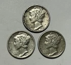1928 S XF, 1927 D VF DETAILS AND 1927 S XF-AU  MERCURY DIME