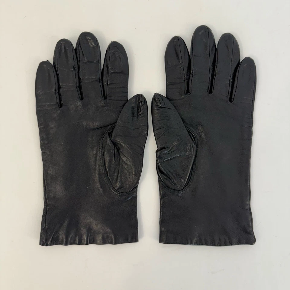Guantes Fownes Vintage de Cuero Negro con Forro de Nylon Antron para Mujer Talla 7” Foto 3 de 4