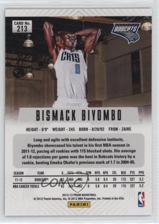 2012-13 Panini Prizm Green Prizm Bismack Biyombo #213 Rookie RC - Image 2 of 2
