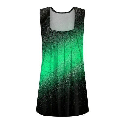 Damen Sommer Plissee Quadratischer Ausschnitt Ärmellos Tank Top Farbverlauf Bedruckt T-Shirt - Bild 8 von 51