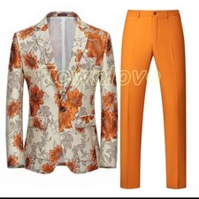 Men's Jacquard Suits 2PCS Jacket Pants Casual Formal Dress Wedding Party
