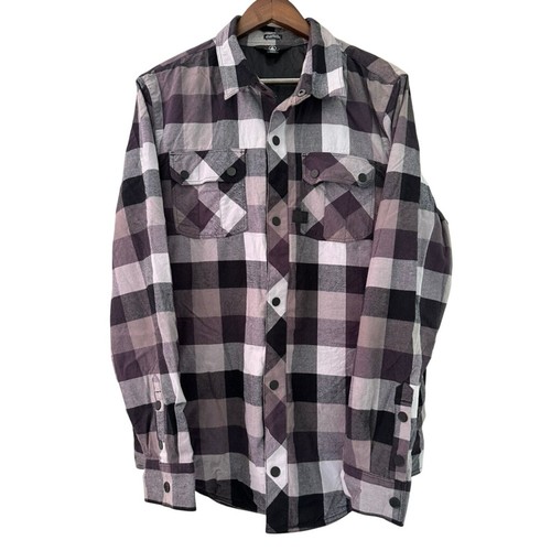 Volcom Plaid Jacket M Men Insulated Water Repellant Outdoor Black Skate Shirt - 第 1/12 張圖片