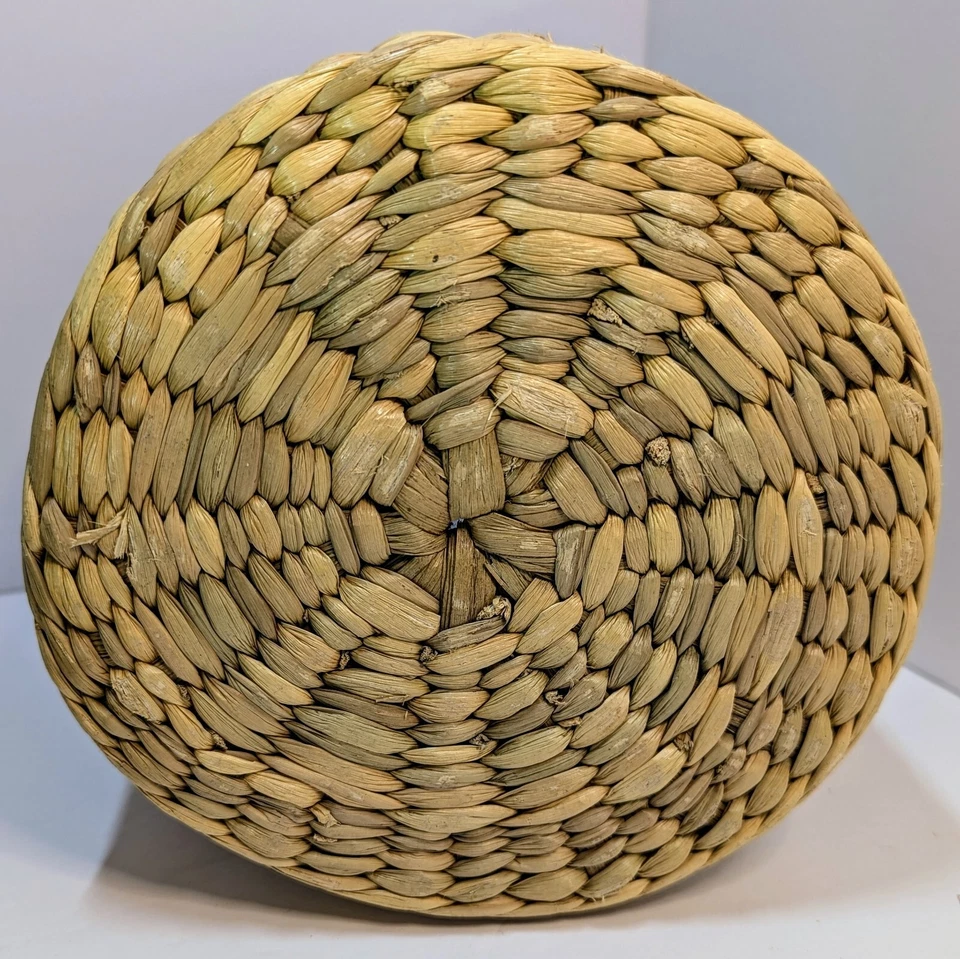 Cesta de césped tejida con tapa natural ~ 7" T x 6,5" diámetro ~ decoración, maceta, almacenamiento Foto 4 de 4