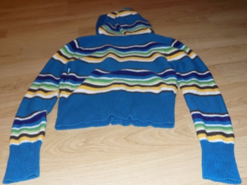 Girl's Size Medium SO Striped Cardigan Button Up Hooded Sweater Jacket Teal EUC - Picture 3 of 4
