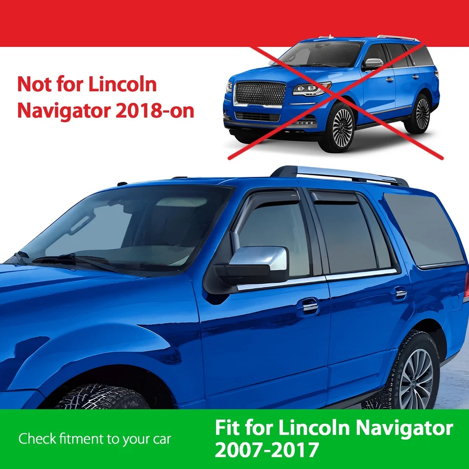 Protectores de lluvia viseras de ventilación pantalla para Lincoln Navigator 2007-2017 irrompible Foto 3 de 4
