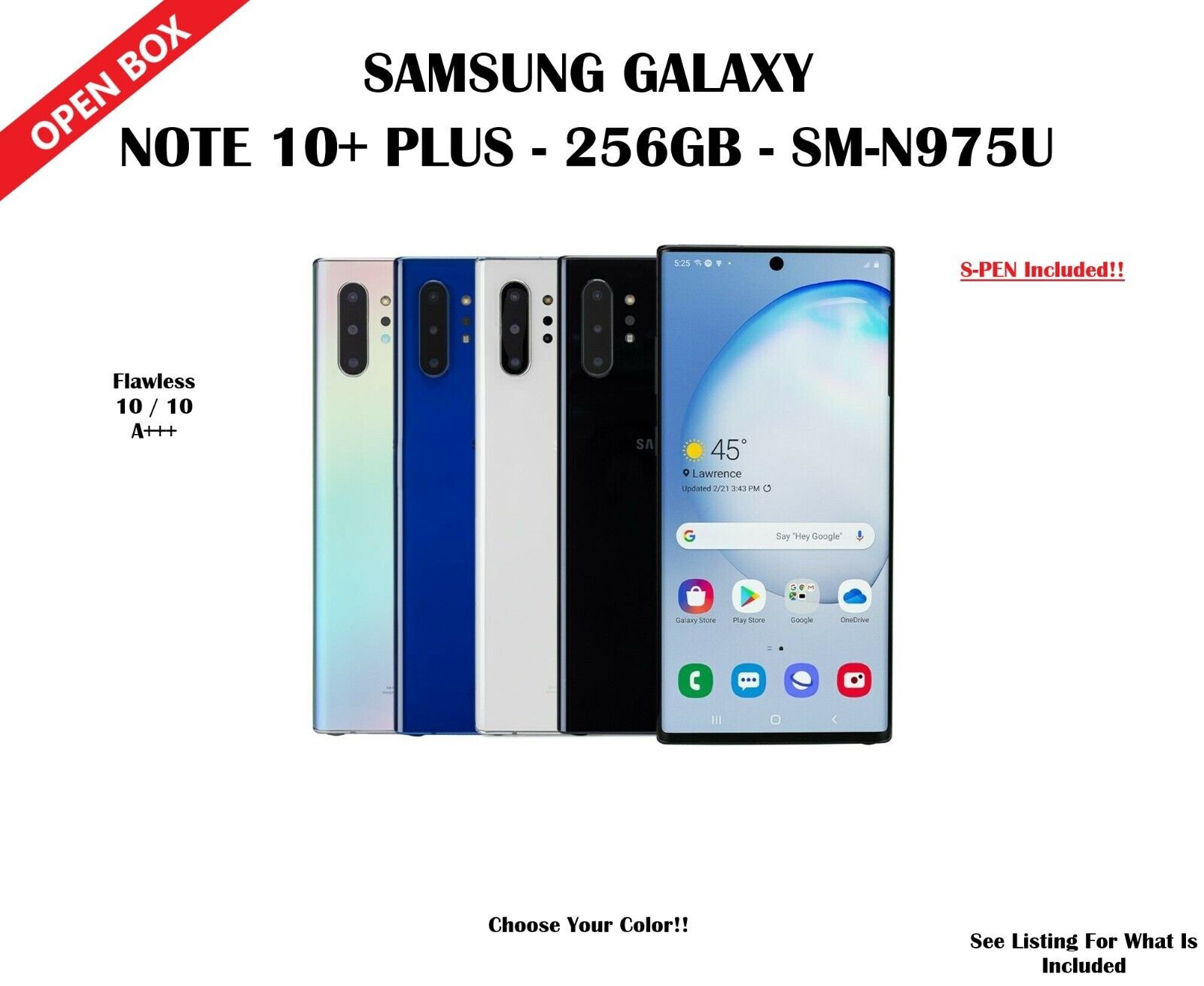 Samsung Galaxy Note 10 Plus N975U 256GB Unlocked Android Smartphone Very  Good A+