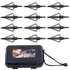 12Pcs 30'' Archery Arrows Carbon Sp 500 7.8mm Broadheads 100 grain / Quiver Tube