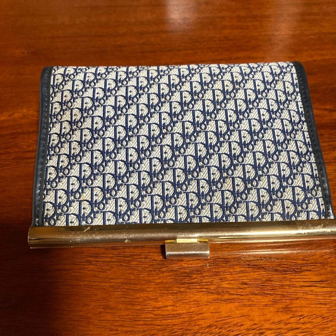 Portefeuille fermoir cuir toile Christian Dior Trotter 322