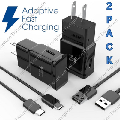 2 PACK Type USB-C Fast Wall Charger Adaptive For Samsung Galaxy S22 S21 S20 S10