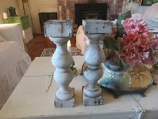 Pair Antique Victorian Wood Turned Spindle Balusters Perfect size for ShabbyChic