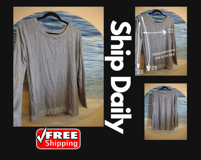 FELINA WOMEN'S PULLOVER TUNIC-TOP-BLOUSE LONG SLEEVEE GRAY SZ M     A41-1463