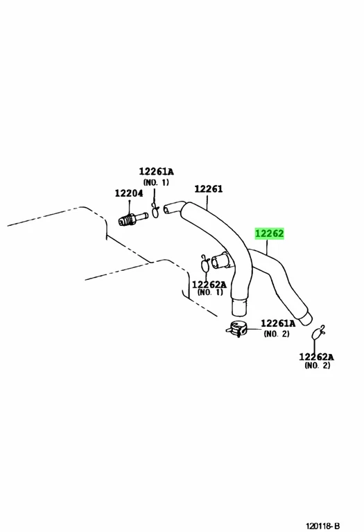 Manguera de válvula PCV para Toyota Echo 2000-2005 #2 Scion xA xB 2004-2006 12262-21020 Foto 2 de 2