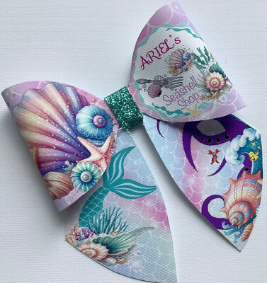ARIEL'S SHELL SHOP MATROSENSCHLEIFE BEDRUCKT CANVAS STOFFSCHLEIFE VORLAGE HAARSCHLEIFEN HERSTELLEN