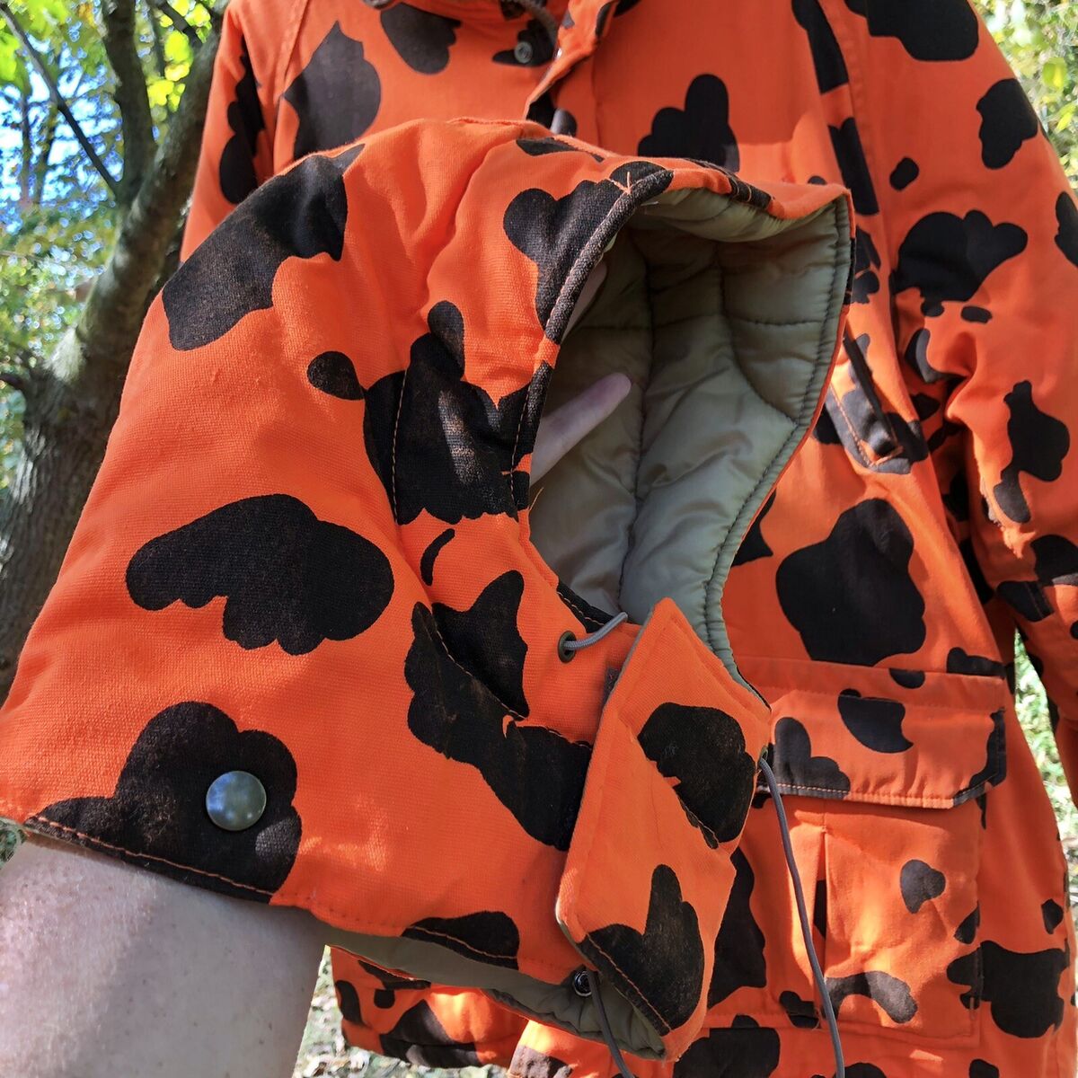 Vintage Blaze Orange Camo Hunting Coat Men L With Hood USA Vintage Blaze Orange Camo Hunting Coat Men L With Hood USA