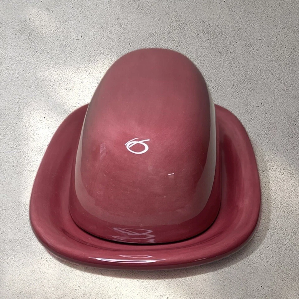 Pottery Barn Merlot Glazed Ceramic 1/4 Lb. Sausalito Covered Oval Butter Dish - Image 4 of 4