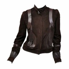 Vintage Fendi Embellished Brown Leather Jacket *new With Tags*