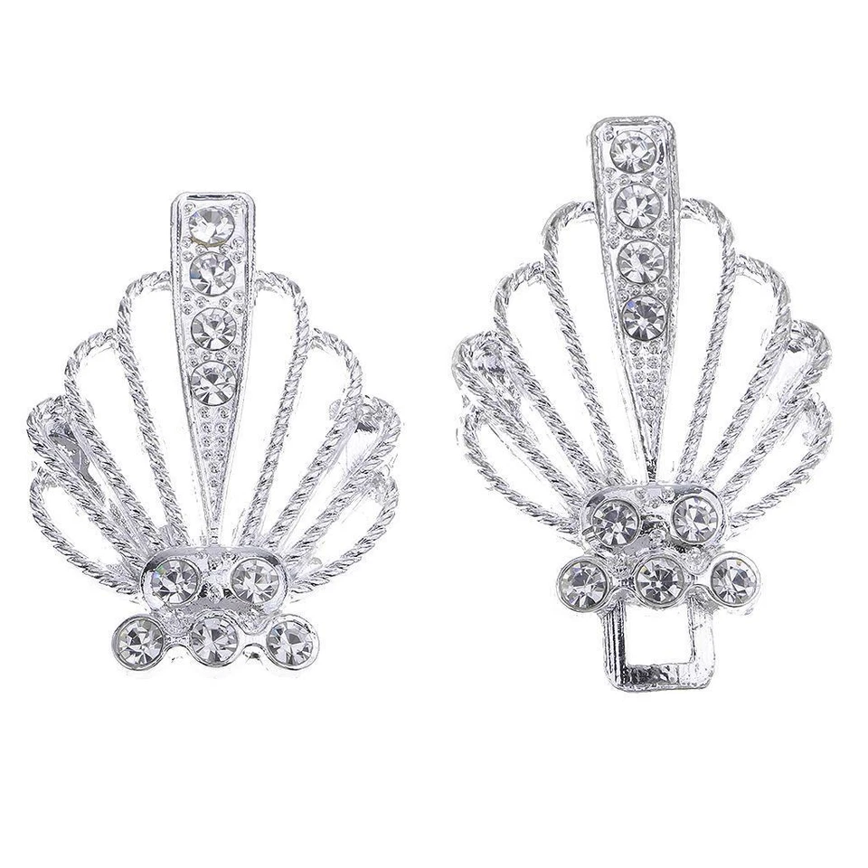 2 Sets Crystal Wedding Closure Hook And Eye Clasp For Sewing Supplies Silver - Image 4 of 4