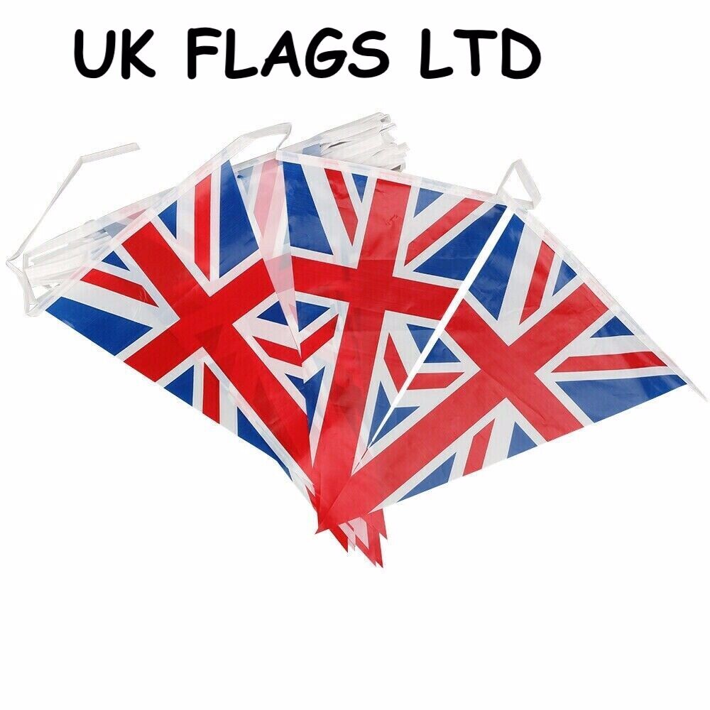 Union Jack Beanie 3 Packs Of Union Jack Fabric Bunting β 10M Each, Remembrance Day 2025 Decor Coronation Decoration Bunting - Foto 6
