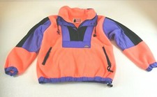 VTG Pacific Trail Snow Surf Fleece Nylon Pullover Neon Orange Purple 1/4 Zip