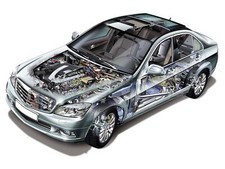 Cars mercedes benz c class sedan technical cutaway Desk Mat Stitched