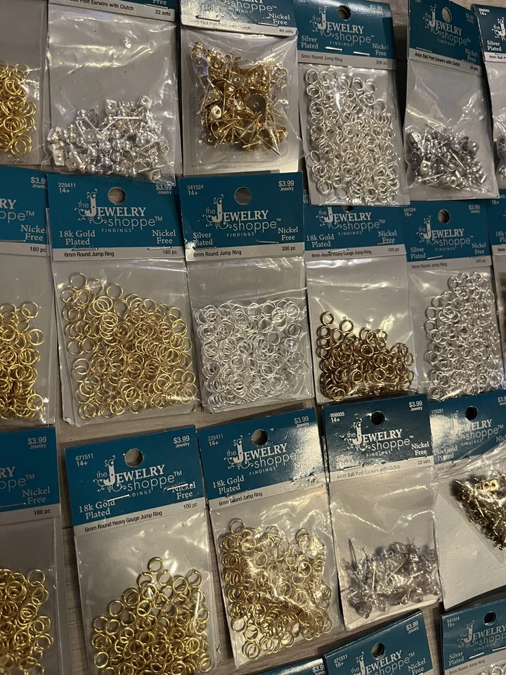 珠宝制作用品和五金件 51 包。 戒指。 14k. 18k 镀金和银 — 第 3/4 张图片