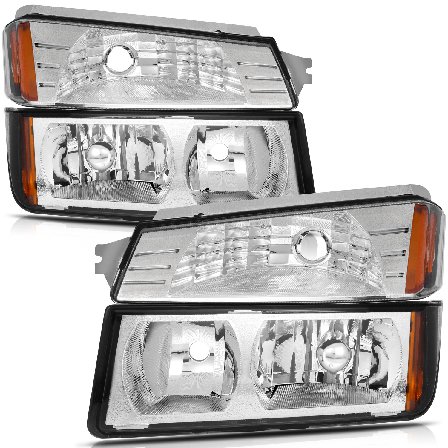 For 2002-2006 Chevy Avalanche Chrome Housing Headlights Assembly Headlamps Pair